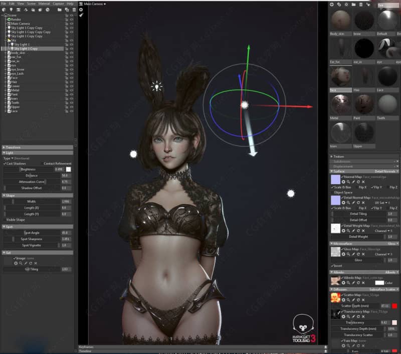 超美兔女郎半身3D模型（带贴图） 3DMAX