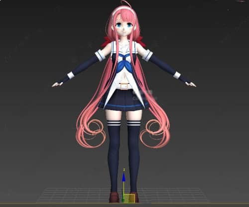 3dmax卡通可爱少女模型 三维动画绑定带表情动画