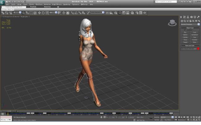 3dmax剑灵妹子 CG模型 有贴图 带走路动画