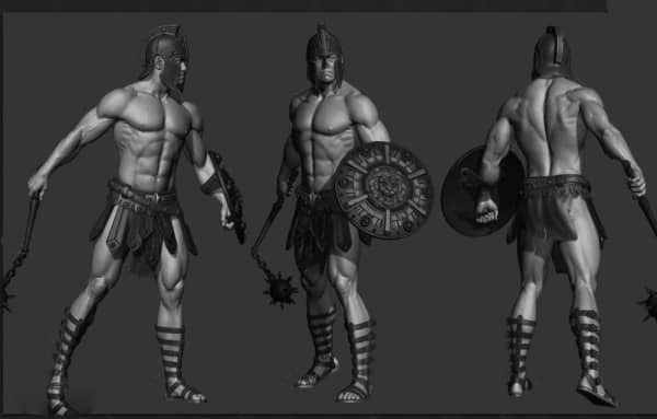 ZBrush 斯巴达战士3D角斗士模型下载