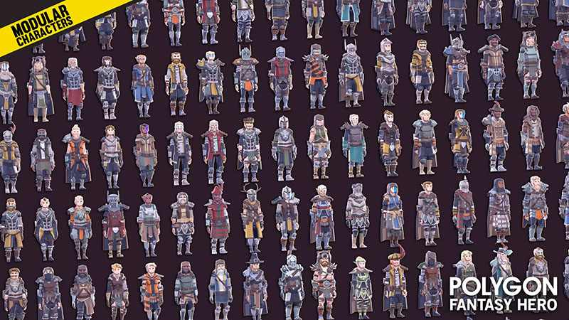 unity3d模块化幻想英雄角色POLYGON - Modular Fantasy Hero Characters v1.23