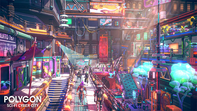 unity3d科幻主题城市资源包POLYGON Sci-Fi Cyber City - Low Poly 3D Art by Synty v1.1
